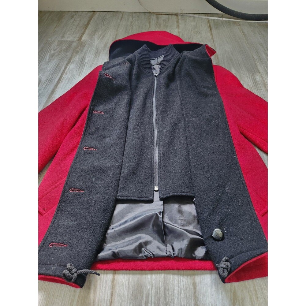 VTG Mackintosh Wool Hooded Vest Coat Red Black Plaid Womens Sz 10 USA Made EUC - Picture 3 of 10